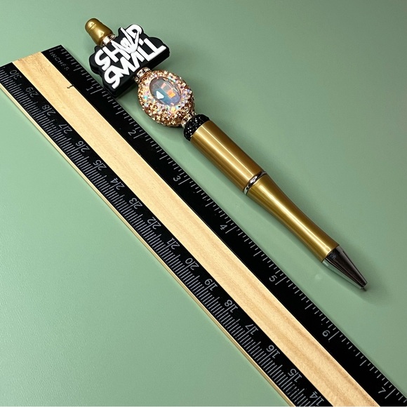 Shop Small White Letters, Skeleton Hand & Fancy Gemstone Handmade Beaded Pen - Picture 6 of 6